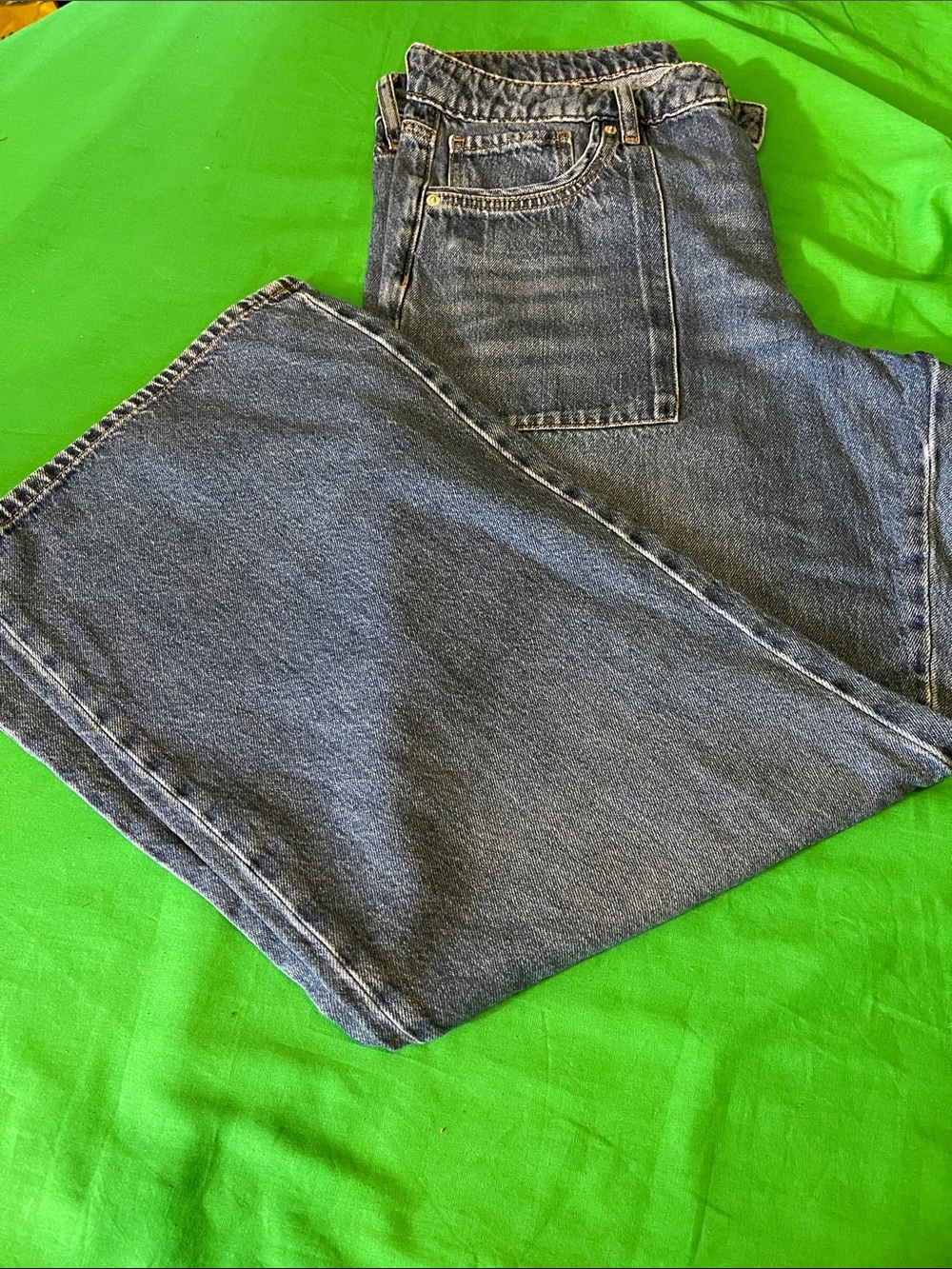 Forever 21 Blue Wide-Leg Denim Jeans